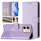 For vivo Y28 4G Honeycomb Embossing RFID Leather Phone Case(Light Purple) - 1