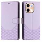 For vivo Y28 4G Honeycomb Embossing RFID Leather Phone Case(Light Purple) - 2