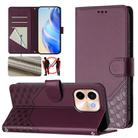 For vivo Y28 4G Honeycomb Embossing RFID Leather Phone Case(Violet) - 1