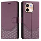 For vivo Y28 4G Honeycomb Embossing RFID Leather Phone Case(Violet) - 2