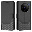 For vivo X100s 5G Honeycomb Embossing RFID Leather Phone Case(Black) - 2