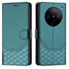 For vivo X100s 5G Honeycomb Embossing RFID Leather Phone Case(Peacock Green) - 2