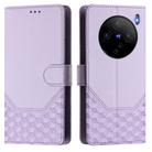 For vivo X100s 5G Honeycomb Embossing RFID Leather Phone Case(Light Purple) - 2