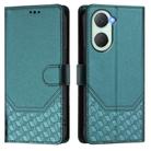 For vivo Y03 4G Global / Y18 4G Honeycomb Embossing RFID Leather Phone Case(Peacock Green) - 2