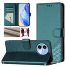 For vivo Y38 5G / Y200i / T3x Global Honeycomb Embossing RFID Leather Phone Case(Peacock Green) - 1