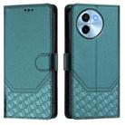 For vivo Y38 5G / Y200i / T3x Global Honeycomb Embossing RFID Leather Phone Case(Peacock Green) - 2