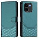 For vivo iQOO Z9x Honeycomb Embossing RFID Leather Phone Case(Peacock Green) - 2