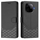 For vivo iQOO Z9 / Z9 Turbo Honeycomb Embossing RFID Leather Phone Case(Black) - 2