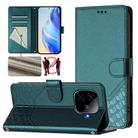 For vivo iQOO Z9 / Z9 Turbo Honeycomb Embossing RFID Leather Phone Case(Peacock Green) - 1