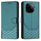 For vivo iQOO Z9 / Z9 Turbo Honeycomb Embossing RFID Leather Phone Case(Peacock Green) - 2