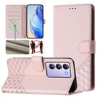 For vivo Y100 IDN / T3 5G IDN Honeycomb Embossing RFID Leather Phone Case(Pink) - 1