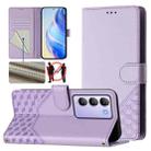 For vivo Y100 IDN / T3 5G IDN Honeycomb Embossing RFID Leather Phone Case(Light Purple) - 1