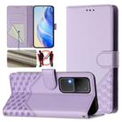 For vivo V30 5G / V30 Pro Global Honeycomb Embossing RFID Leather Phone Case(Light Purple) - 1