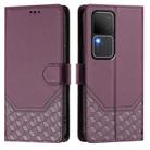 For vivo V30 5G / V30 Pro Global Honeycomb Embossing RFID Leather Phone Case(Violet) - 2