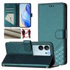 For vivo V29e 5G / Y200 5G Global Honeycomb Embossing RFID Leather Phone Case(Peacock Green) - 1