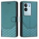 For vivo V29e 5G / Y200 5G Global Honeycomb Embossing RFID Leather Phone Case(Peacock Green) - 2