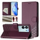 For vivo V29e 5G / Y200 5G Global Honeycomb Embossing RFID Leather Phone Case(Violet) - 1