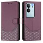 For vivo V29e 5G / Y200 5G Global Honeycomb Embossing RFID Leather Phone Case(Violet) - 2