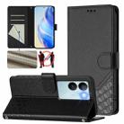 For vivo V29 5G / V29 Pro Global Honeycomb Embossing RFID Leather Phone Case(Black) - 1