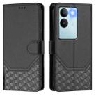 For vivo V29 5G / V29 Pro Global Honeycomb Embossing RFID Leather Phone Case(Black) - 2