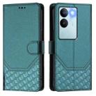 For vivo V29 5G / V29 Pro Global Honeycomb Embossing RFID Leather Phone Case(Peacock Green) - 2