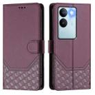 For vivo V29 5G / V29 Pro Global Honeycomb Embossing RFID Leather Phone Case(Violet) - 2