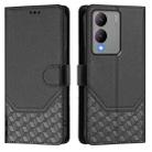 For vivo Y17s Global Honeycomb Embossing RFID Leather Phone Case(Black) - 2