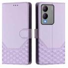 For vivo Y17s Global Honeycomb Embossing RFID Leather Phone Case(Light Purple) - 2