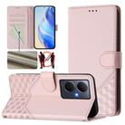 For vivo Y78+ 5G / Y78 5G Global Honeycomb Embossing RFID Leather Phone Case(Pink) - 1