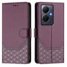 For vivo Y78+ 5G / Y78 5G Global Honeycomb Embossing RFID Leather Phone Case(Violet) - 2