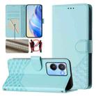 For vivo Y56 5G / Y16 4G / Y02s 4G Global Honeycomb Embossing RFID Leather Phone Case(Mint Green) - 1