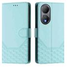 For vivo Y100 5G Global Honeycomb Embossing RFID Leather Phone Case(Mint Green) - 2