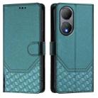 For vivo Y100 5G Global Honeycomb Embossing RFID Leather Phone Case(Peacock Green) - 2