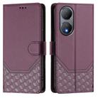 For vivo Y100 5G Global Honeycomb Embossing RFID Leather Phone Case(Violet) - 2