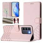 For vivo V27 5G / V27 Pro 5G Global Honeycomb Embossing RFID Leather Phone Case(Pink) - 1