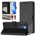 For vivo V27 5G / V27 Pro 5G Global Honeycomb Embossing RFID Leather Phone Case(Black) - 1