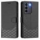 For vivo V27 5G / V27 Pro 5G Global Honeycomb Embossing RFID Leather Phone Case(Black) - 2