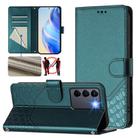 For vivo V27 5G / V27 Pro 5G Global Honeycomb Embossing RFID Leather Phone Case(Peacock Green) - 1