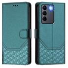 For vivo V27 5G / V27 Pro 5G Global Honeycomb Embossing RFID Leather Phone Case(Peacock Green) - 2