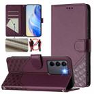 For vivo V27 5G / V27 Pro 5G Global Honeycomb Embossing RFID Leather Phone Case(Violet) - 1