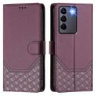 For vivo V27 5G / V27 Pro 5G Global Honeycomb Embossing RFID Leather Phone Case(Violet) - 2