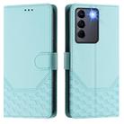 For vivo V27e 4G / T2 4G Global Honeycomb Embossing RFID Leather Phone Case(Mint Green) - 2