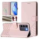 For vivo V27e 4G / T2 4G Global Honeycomb Embossing RFID Leather Phone Case(Pink) - 1