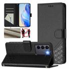 For vivo V27e 4G / T2 4G Global Honeycomb Embossing RFID Leather Phone Case(Black) - 1