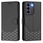 For vivo V27e 4G / T2 4G Global Honeycomb Embossing RFID Leather Phone Case(Black) - 2