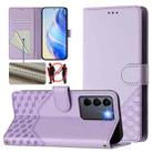 For vivo V27e 4G / T2 4G Global Honeycomb Embossing RFID Leather Phone Case(Light Purple) - 1