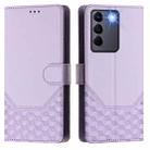 For vivo V27e 4G / T2 4G Global Honeycomb Embossing RFID Leather Phone Case(Light Purple) - 2