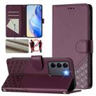 For vivo V27e 4G / T2 4G Global Honeycomb Embossing RFID Leather Phone Case(Violet) - 1