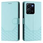 For vivo Y35 4G / Y22s 4G / Y22 4G Global Honeycomb Embossing RFID Leather Phone Case(Mint Green) - 2