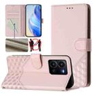 For vivo Y35 4G / Y22s 4G / Y22 4G Global Honeycomb Embossing RFID Leather Phone Case(Pink) - 1